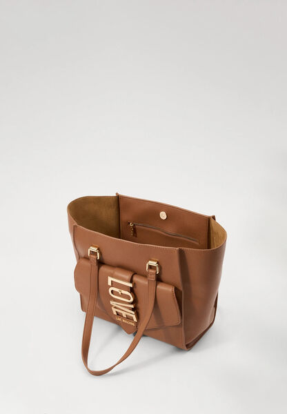 Brown Tote Bag with Gold Accent