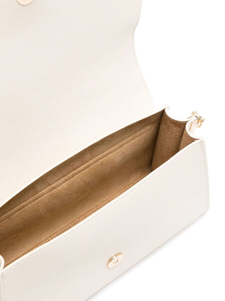 White Structured Handbag with Bold Logo Buckle