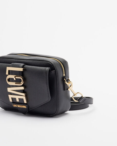 Black Mini Crossbody Bag with Bold Logo