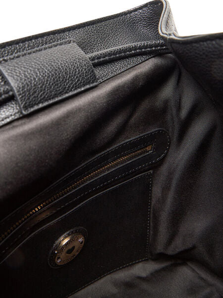 Black Textured Backpack with Logo Accent