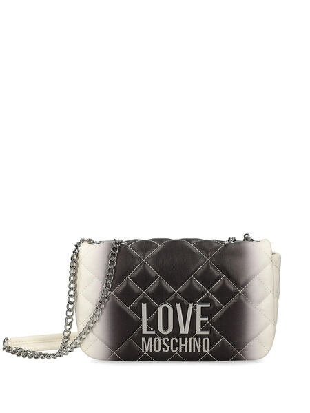 Black Gradient Quilted Shoulder Bag with Chain Strap
