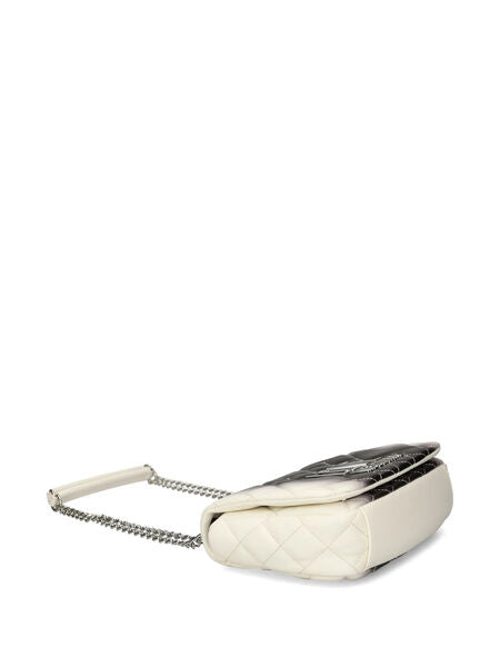 Black Gradient Quilted Shoulder Bag with Chain Strap