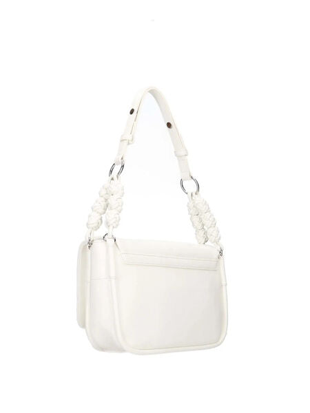 White Logo Shoulder Bag with Braided Handle