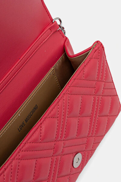 Red Quilted Crossbody Bag with Chain Strap