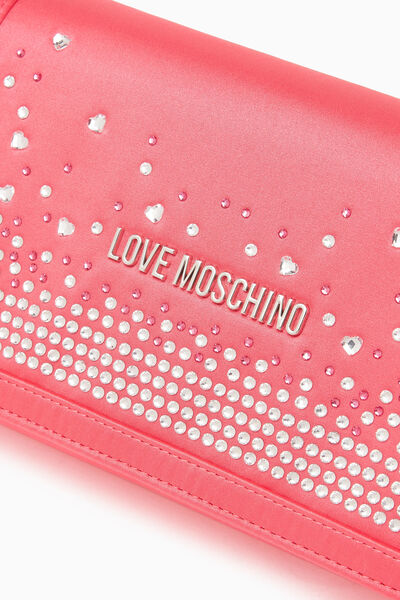 Pink Embellished Crossbody Bag with Chain Strap