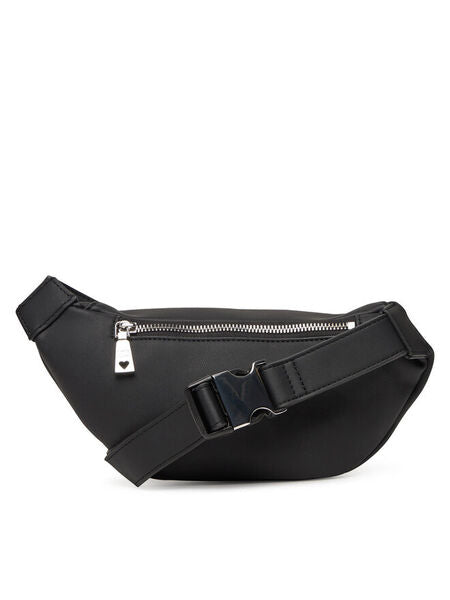 Black Logo Belt Bag with Zipper Closure