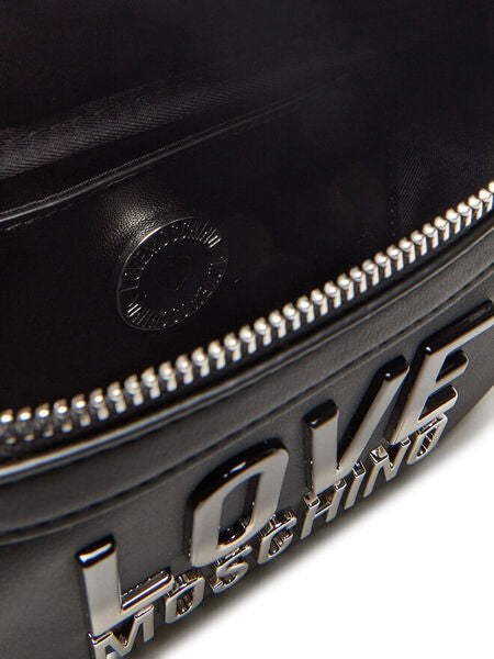 Black Logo Belt Bag with Zipper Closure