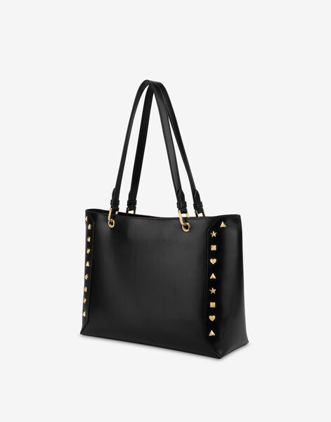 Black Studded Tote Bag with Gold Accents