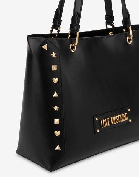 Black Studded Tote Bag with Gold Accents