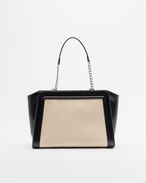 Black Canvas Tote Bag with Heart Detail