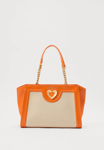 Orange Canvas Tote with Heart Accent