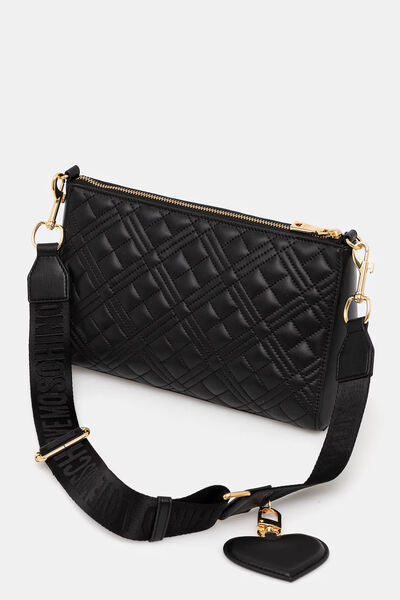 Black Quilted Crossbody Bag with Gold Hardware