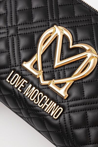 Black Quilted Crossbody Bag with Gold Hardware