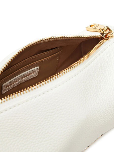 White Structured Cylinder Bag with Tassel Charm