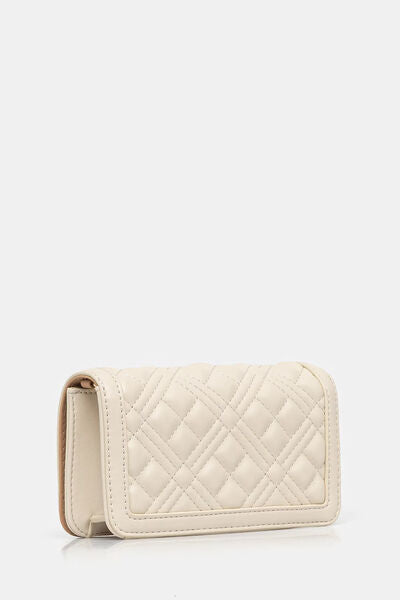 Ivory Quilted Wallet with Logo Accent