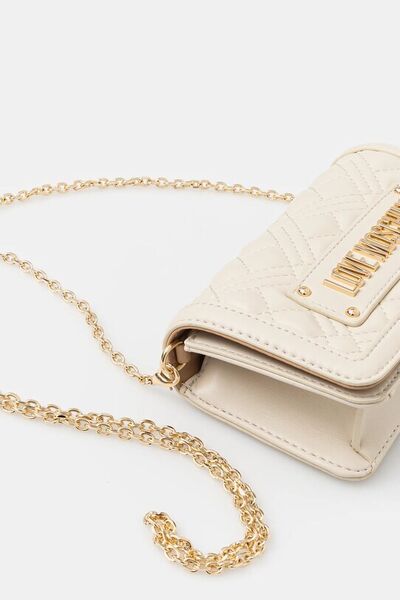 Ivory Quilted Wallet with Logo Accent