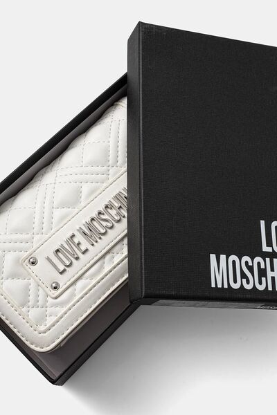 White Quilted Crossbody Bag with Logo Accents