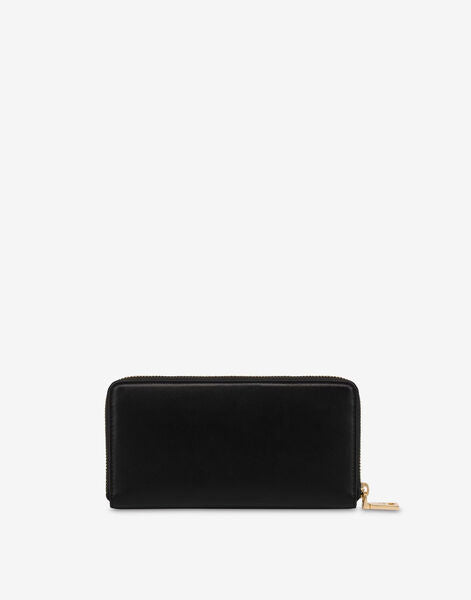 Black Logo Detail Wallet with Zip Closure