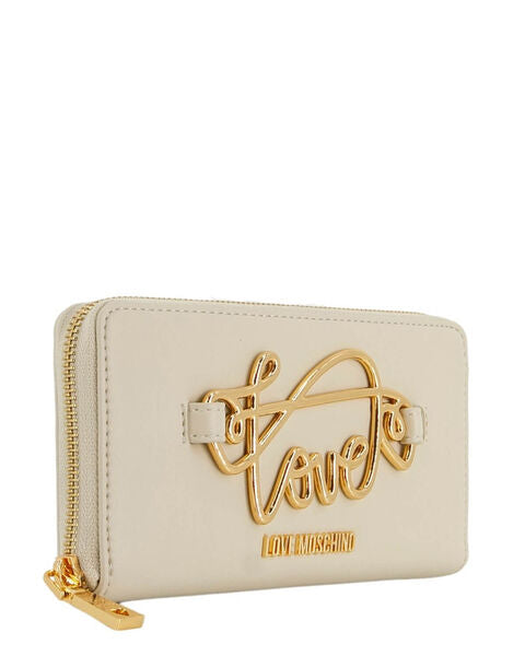 Cream Structured Wallet with Gold Accent