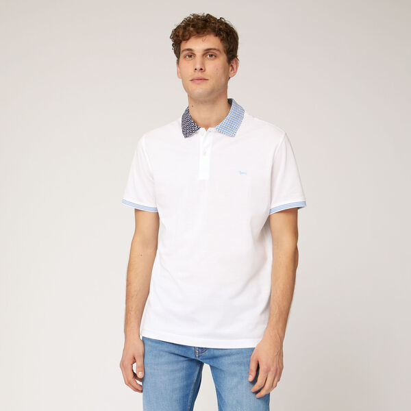 White Polka Dot Collar Polo Shirt