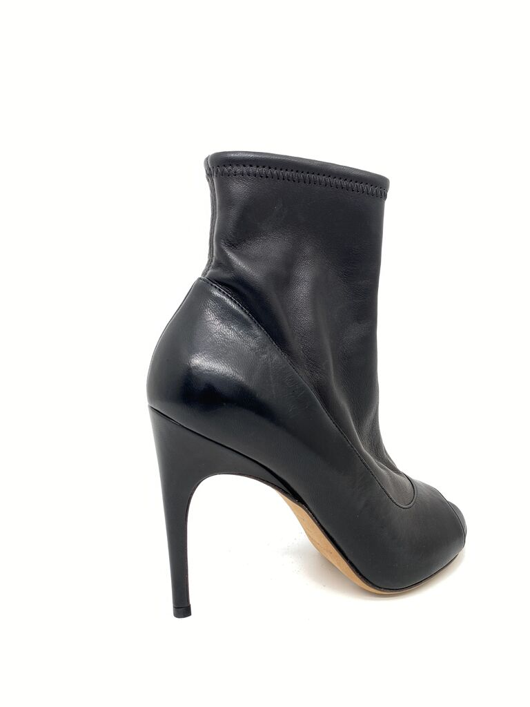 Black Stiletto Ankle Boots with Peep Toe