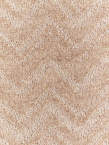 Beige Chevron Knit Scarf with Soft Texture