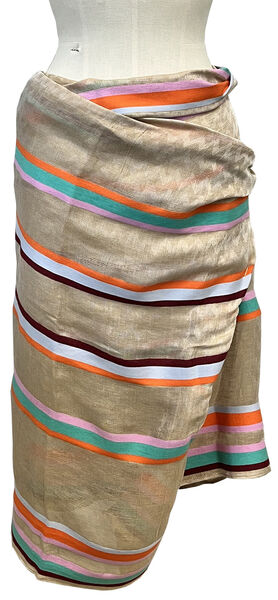 Multicolor Striped Linen Wrap Skirt