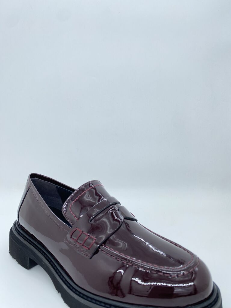 Burgundy Patent Loafer with Chunky Sole