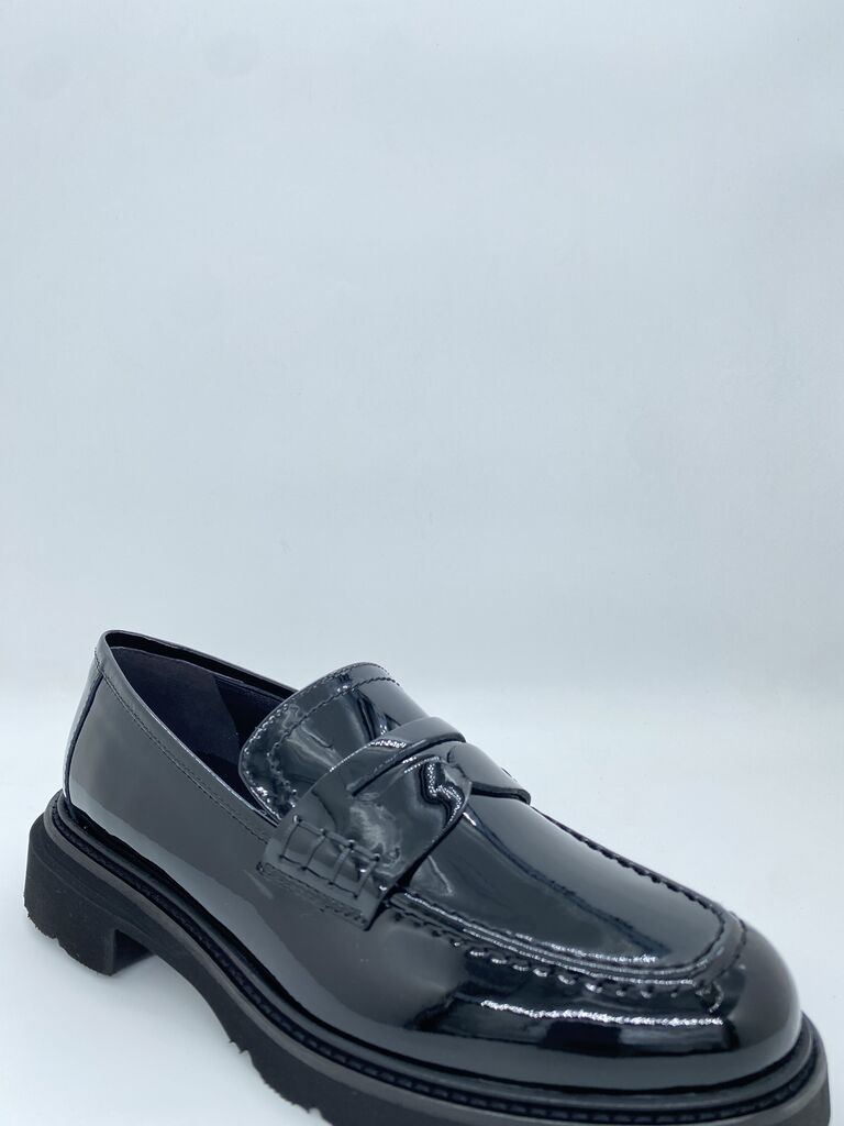 Black Glossy Loafers with Chunky Sole