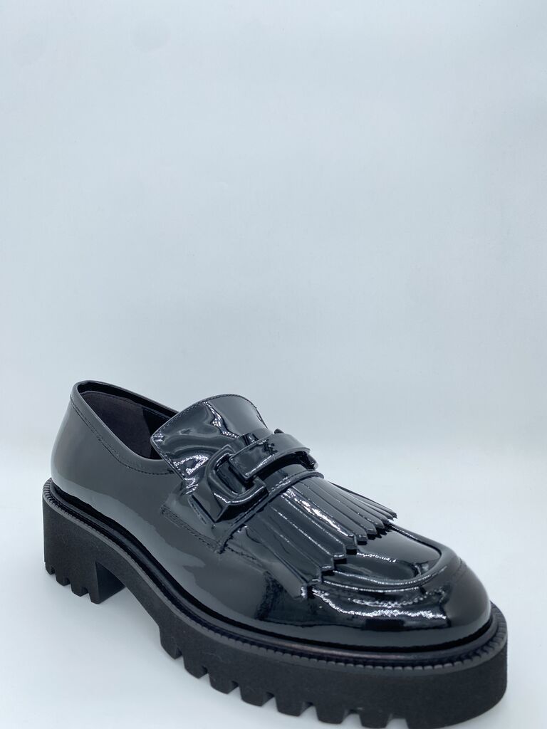 Black Patent Loafer with Chunky Sole