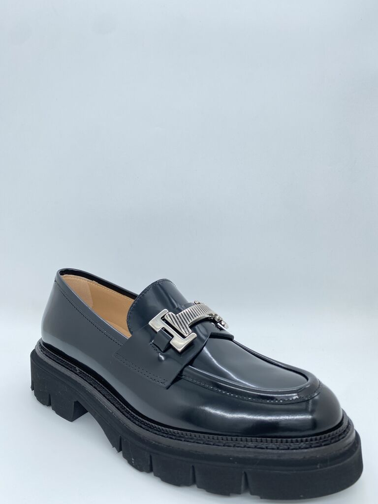 Black Glossy Loafer with Chunky Sole