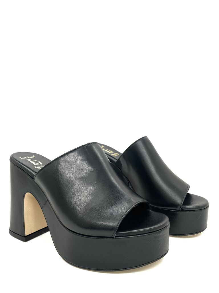Black Platform Mule with Chunky Heel