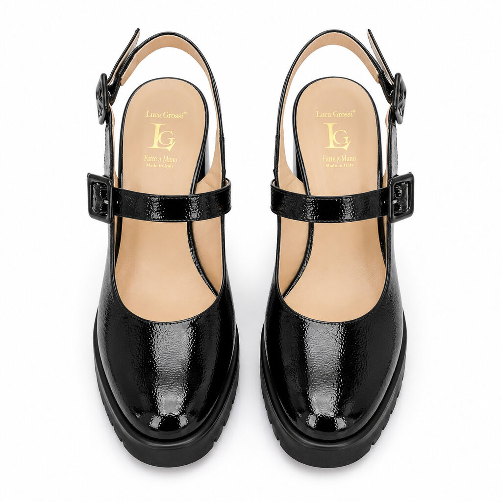 Sling-Back Naplak NERO
