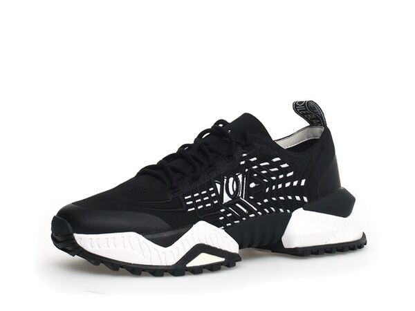 Black Geometric Sneakers with Chunky Sole