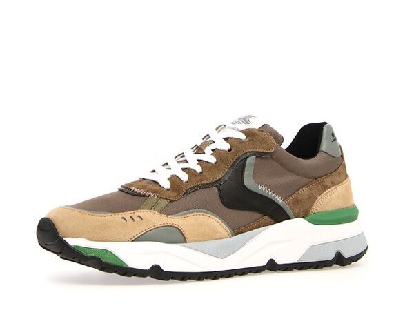 Earth-Tone Suede Sneakers with Chunky Sole