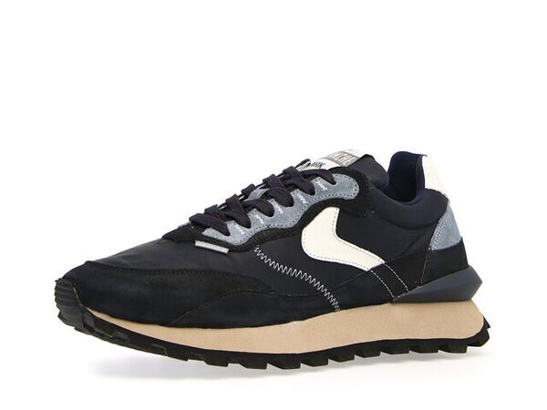 Navy Mixed-Material Athletic Sneaker