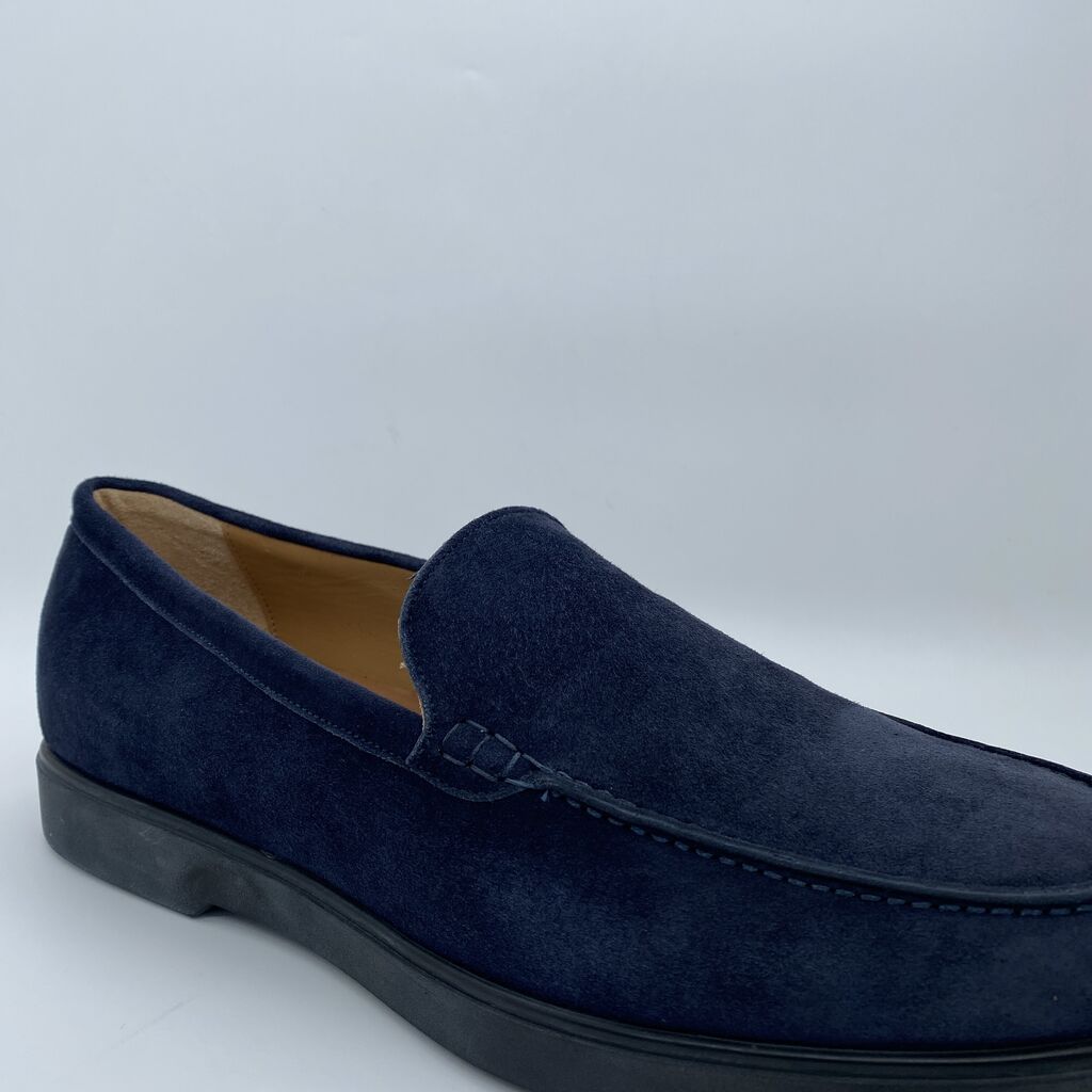 Navy Suede Loafer with Cushioned Sole