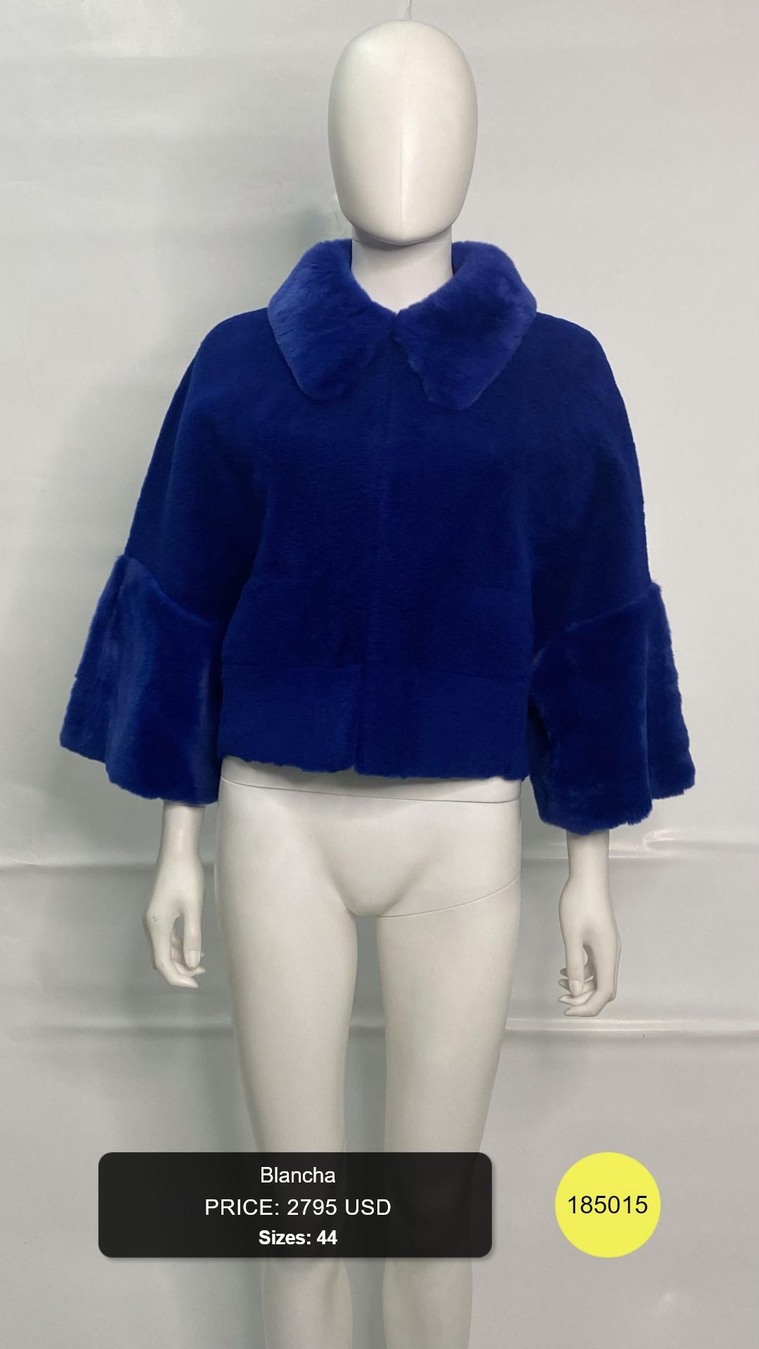 Royal Blue Plush Coat with Flared Sleeves