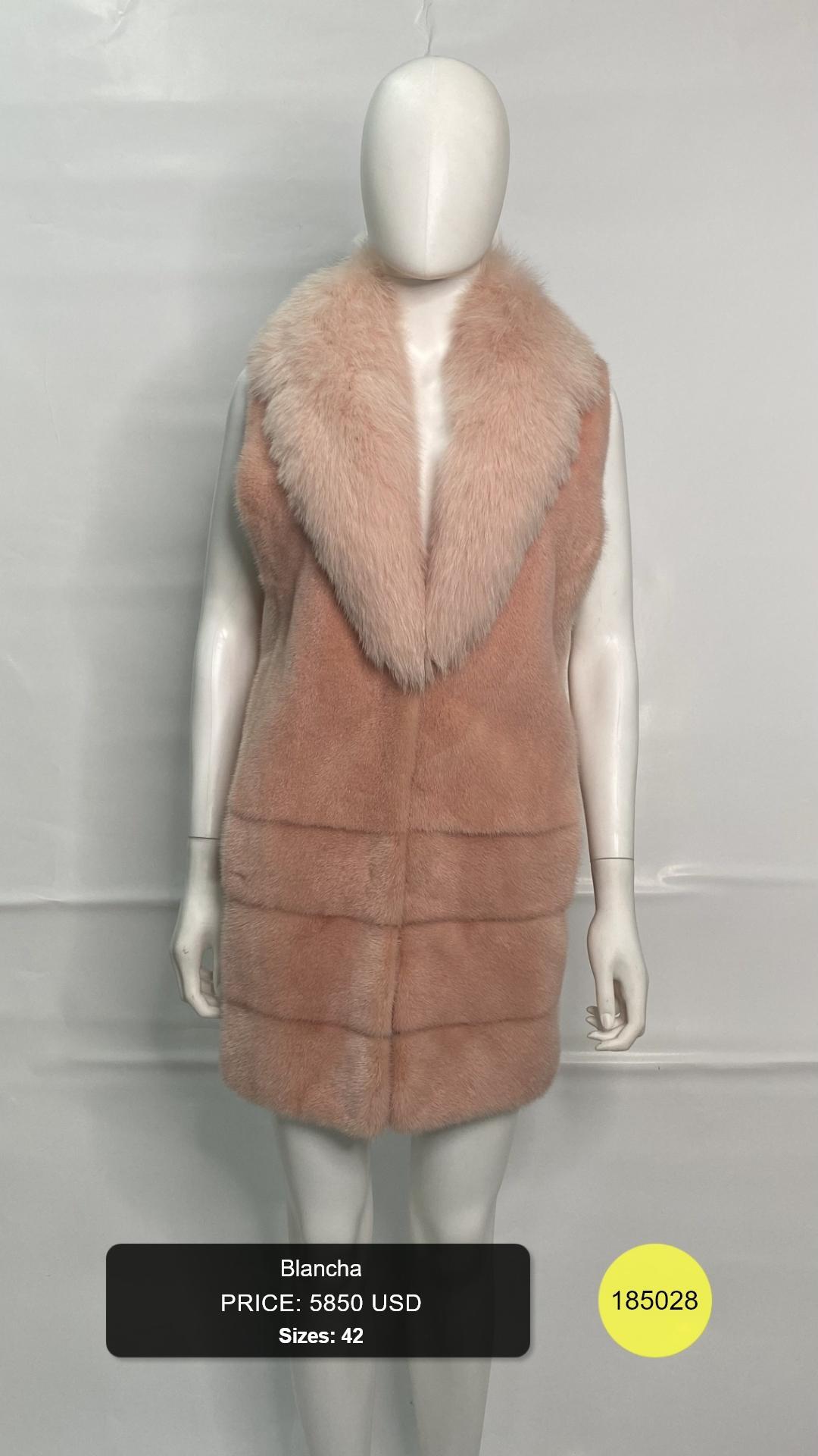 Dusty Pink Textured Sleeveless Fur Vest