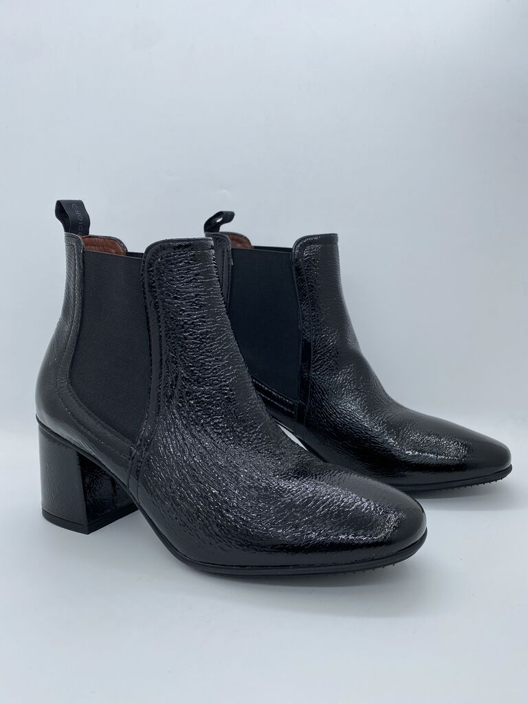 Black Textured Ankle Boots with Block Heel