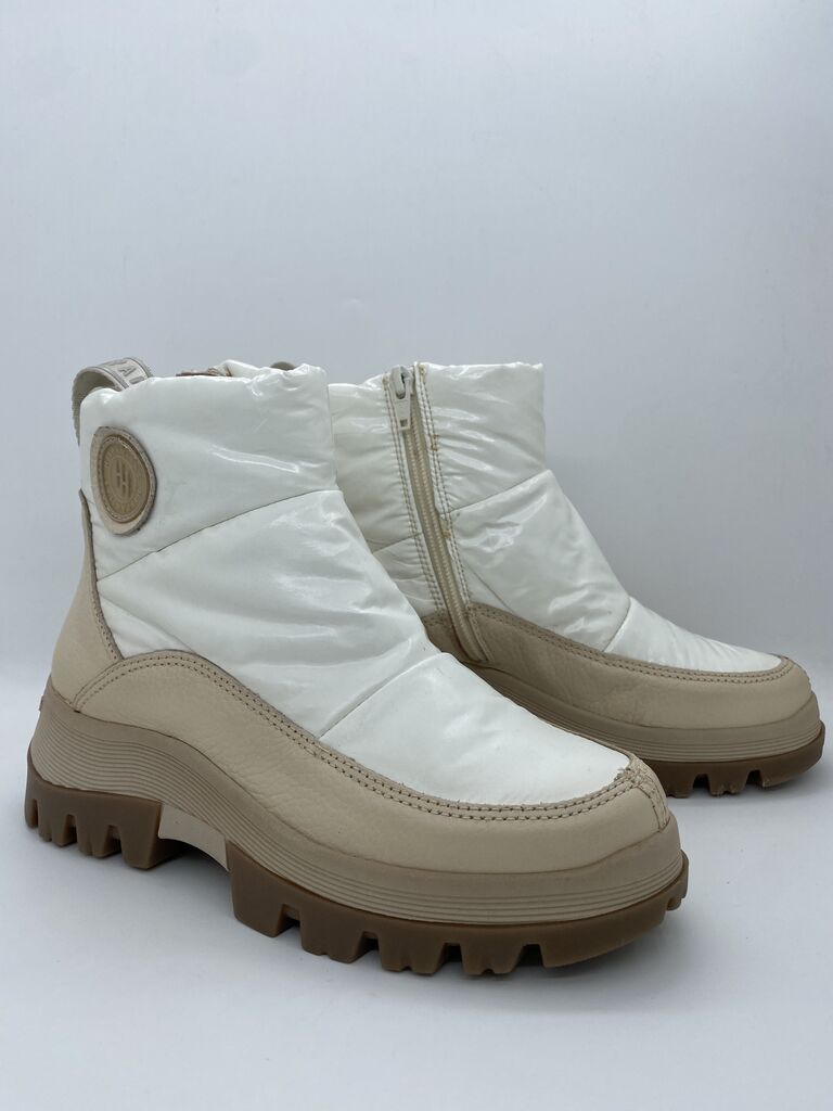 White Quilted Ankle Boots with Side Zip Closure