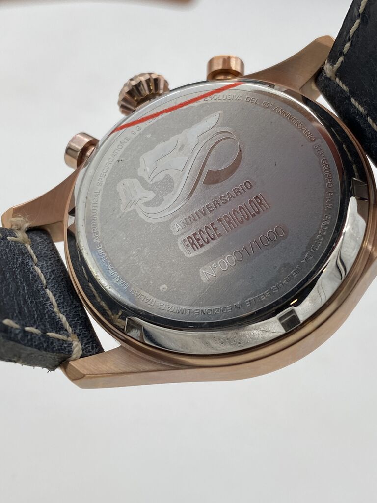 Blue Dial Chronograph Watch with Leather Strap