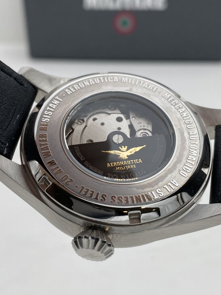 Black Leather Strap Aviation-Inspired Watch