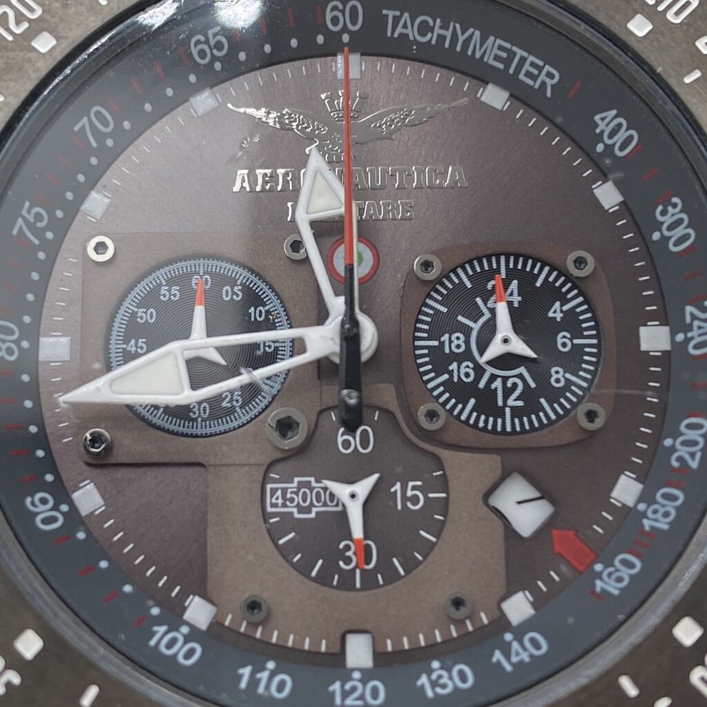 Rustic Metal Chronograph Watch with Compass Bezel