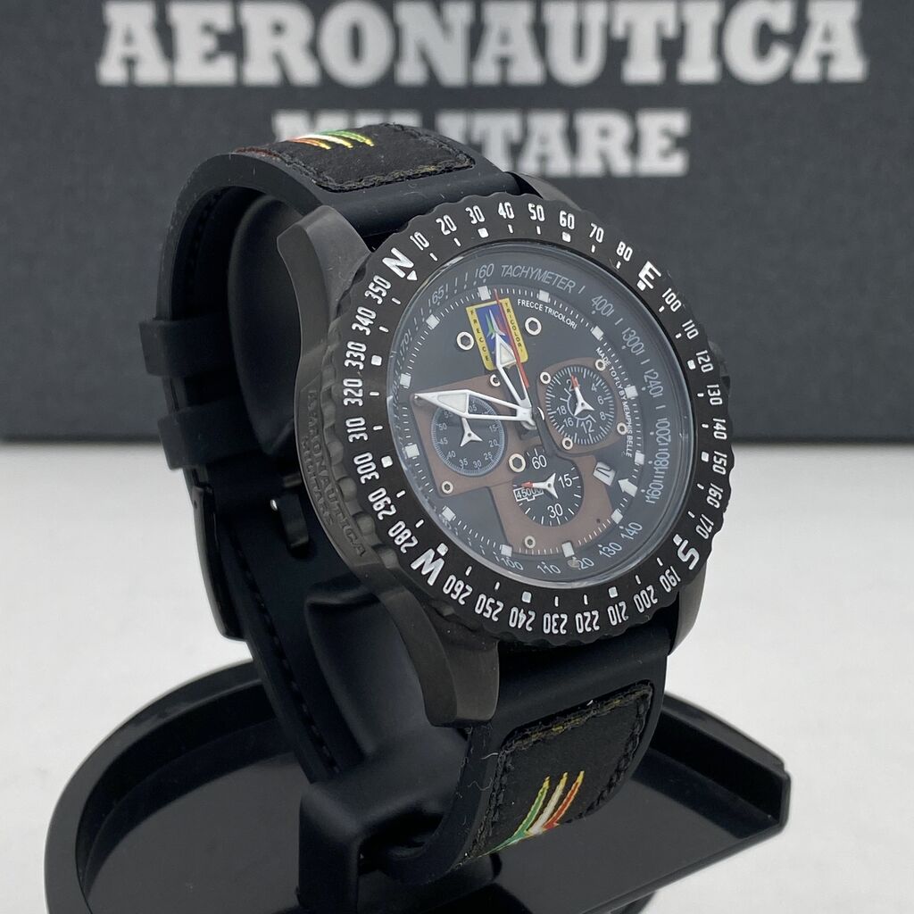 Black Multi-Function Aviator Watch with Compass Bezel