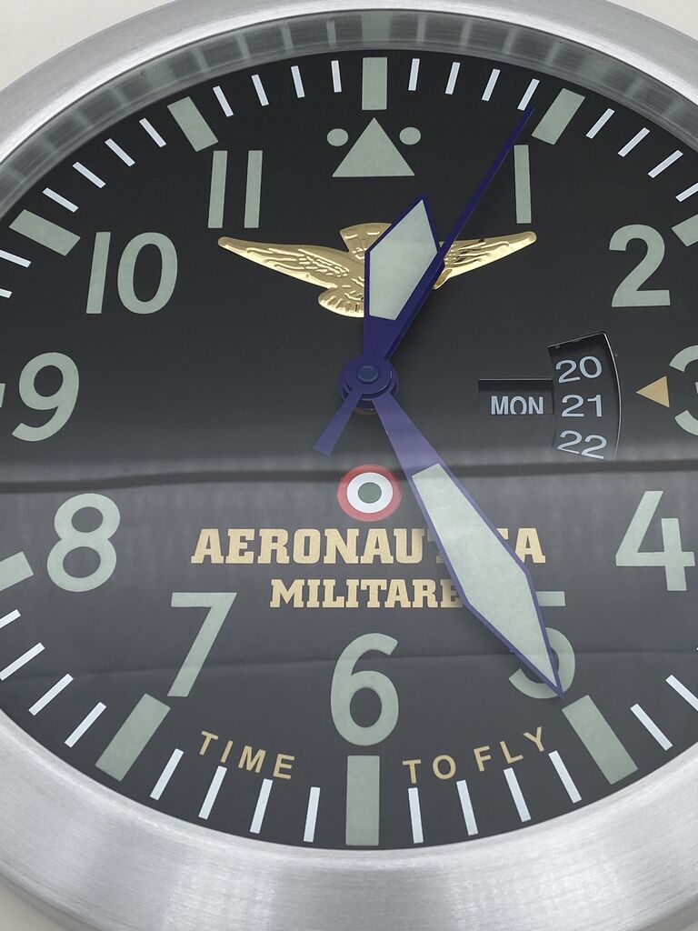 Silver Brushed Metal Aviation-Inspired Wall Clock