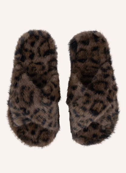 KATE FAKE FUR CROSSED SLIDE