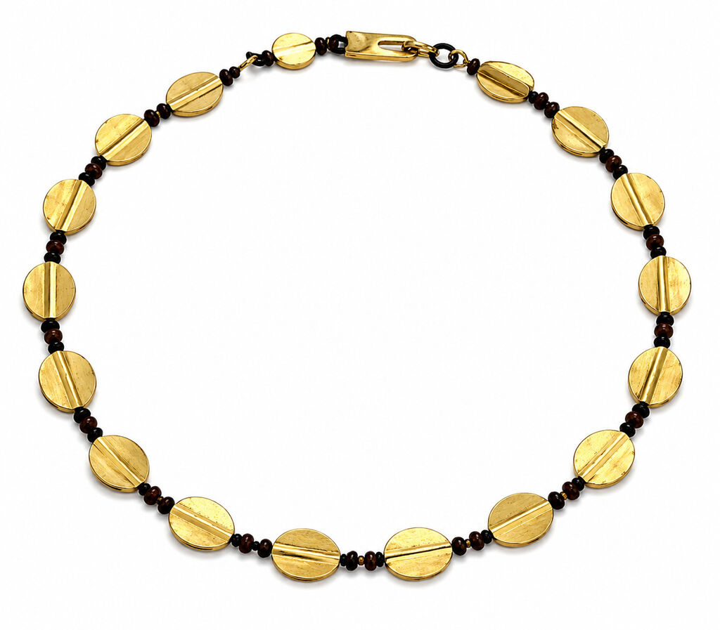 Gold & Black Barrel Beads