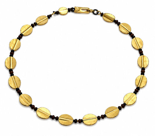 Gold & Black Barrel Beads