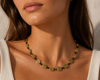 Gold & Black Barrel Beads